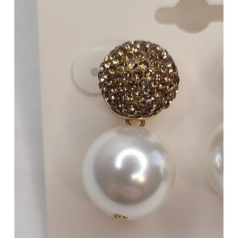 ON‎ 34TH Women's Imitation Pearl Rhinestone Statement Earrings